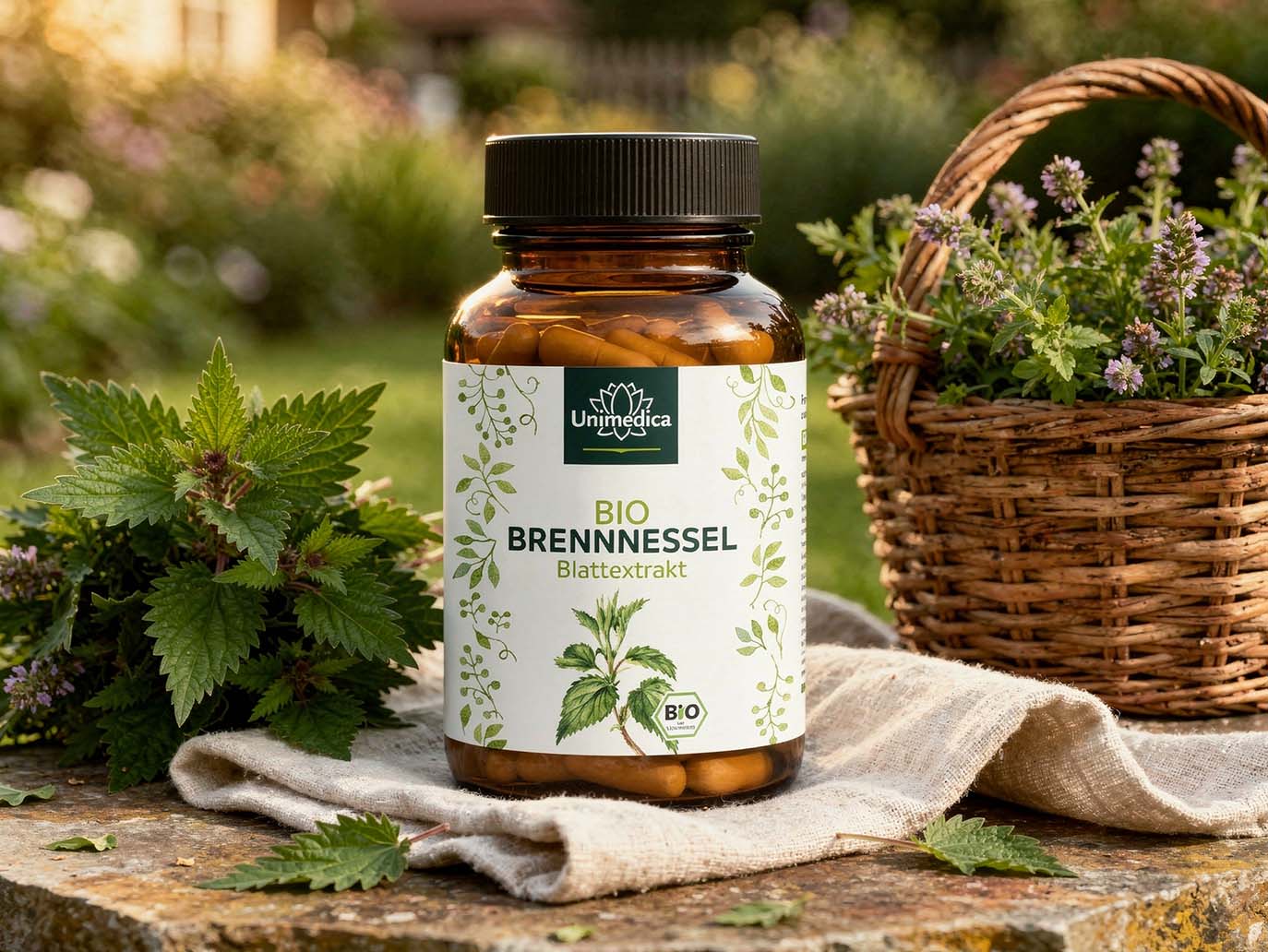 Ortie biologique - Extrait de feuilles d'ortie 10:1 - 1 000 mg par dose quotidienne (2 gélules) - 180 gélules - par Unimedica